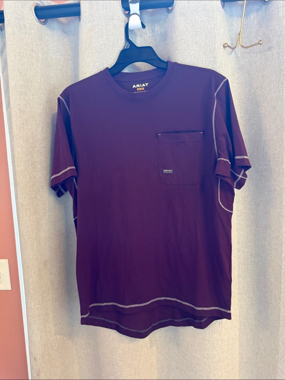 Ariat Men's Deep Plum Short Sleeve Pocket Tee